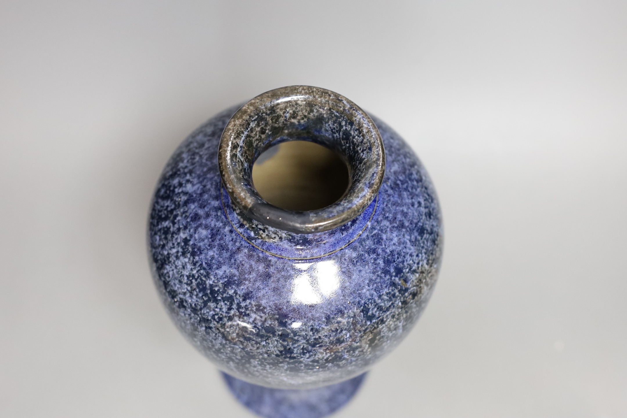 A Chinese blue mottle glazed baluster vase, possibly Shiwan, 29cm